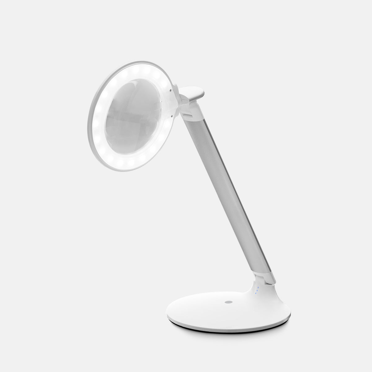 White Halo lamp with adjustable head on a white background