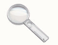 A clear plastic magnifying glass with a transparent handle and circular lens, shown on a plain white background. Model 2612401