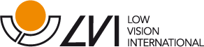 Low Vision International logo with a stylized eye graphic in orange, black, and white, alongside the text 'LOW VISION INTERNATIONAL'.