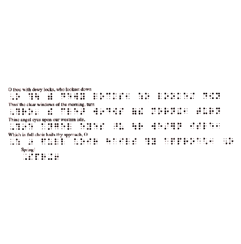 Example of braille with text above the output