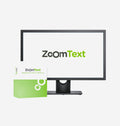 ZoomText software box in front of a computer screen